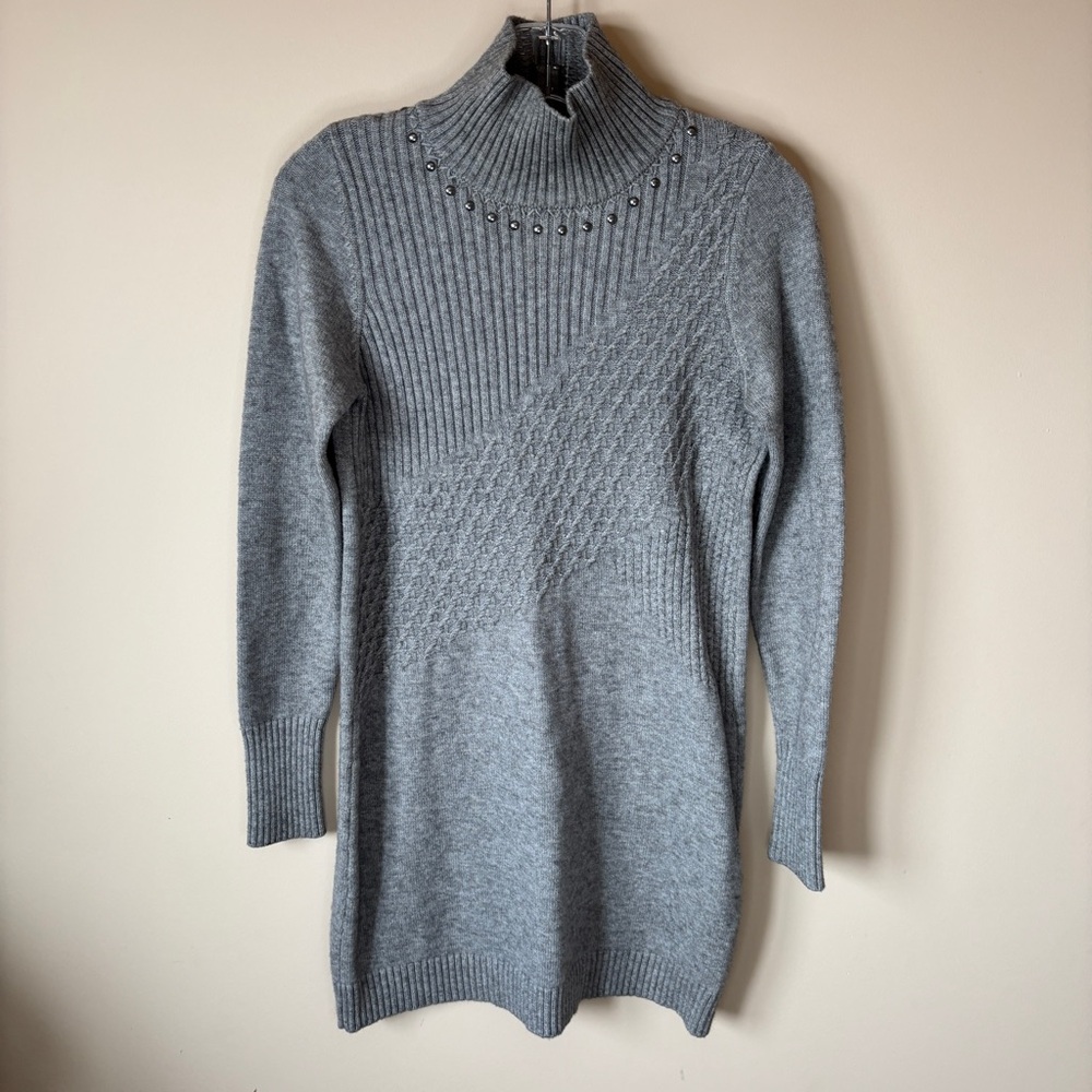 Le Chateau Gray Sweater Dress, Long Sleeve, Ribbed Knit sz S